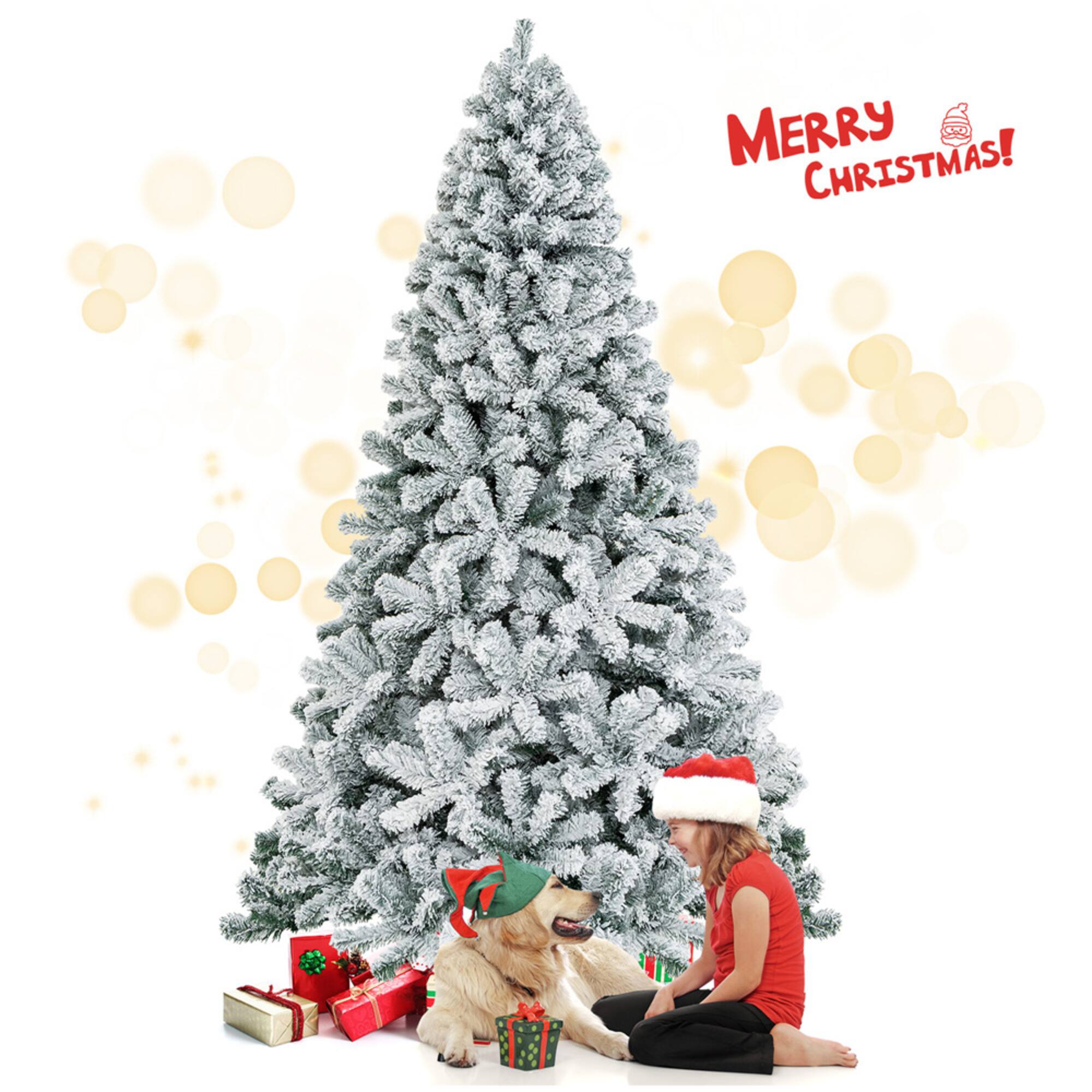 Costway 7.5ft. Unlit Snow Flocked Artificial Christmas Tree